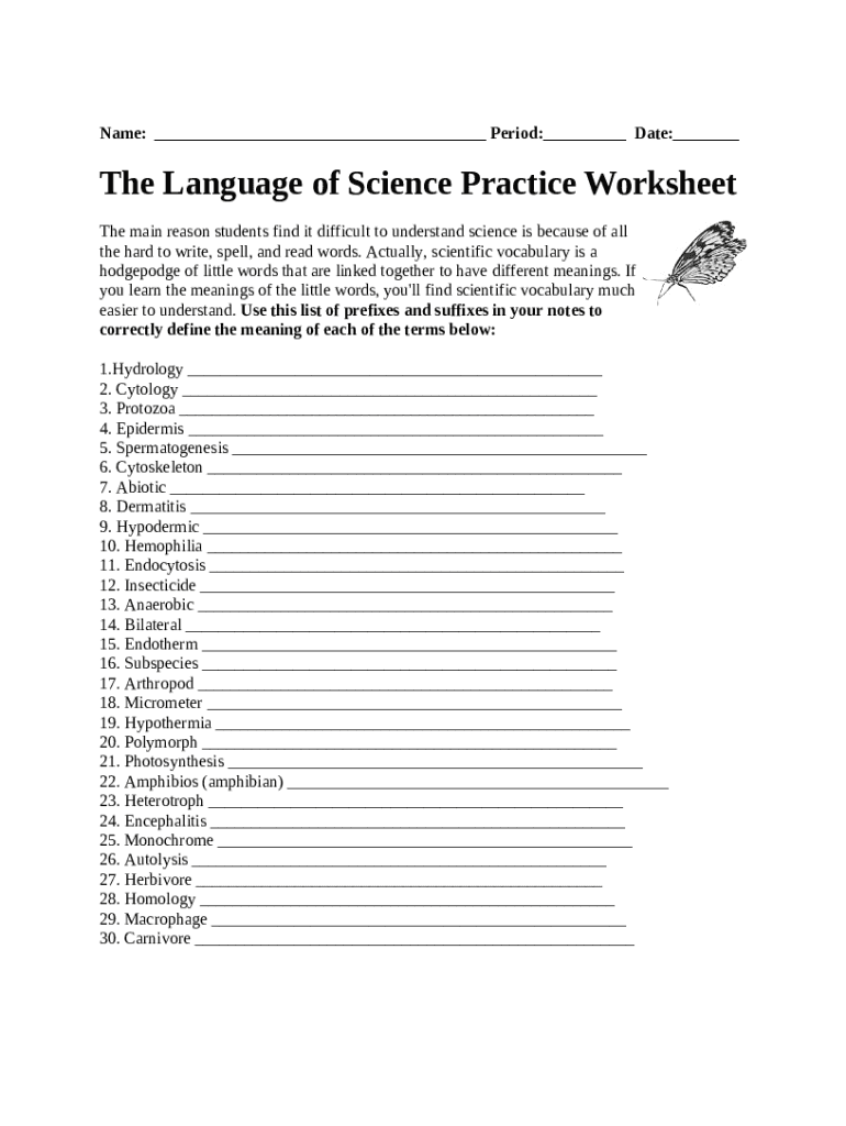 The Language Of Science Practice Worksheet Doc Template PdfFiller The Language Of Science Practice Worksheet Doc Template PdfFiller