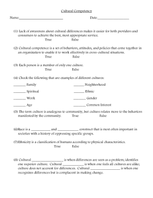 Fillable Online Cultural Diversity Quiz Fax Email Print - pdfFiller