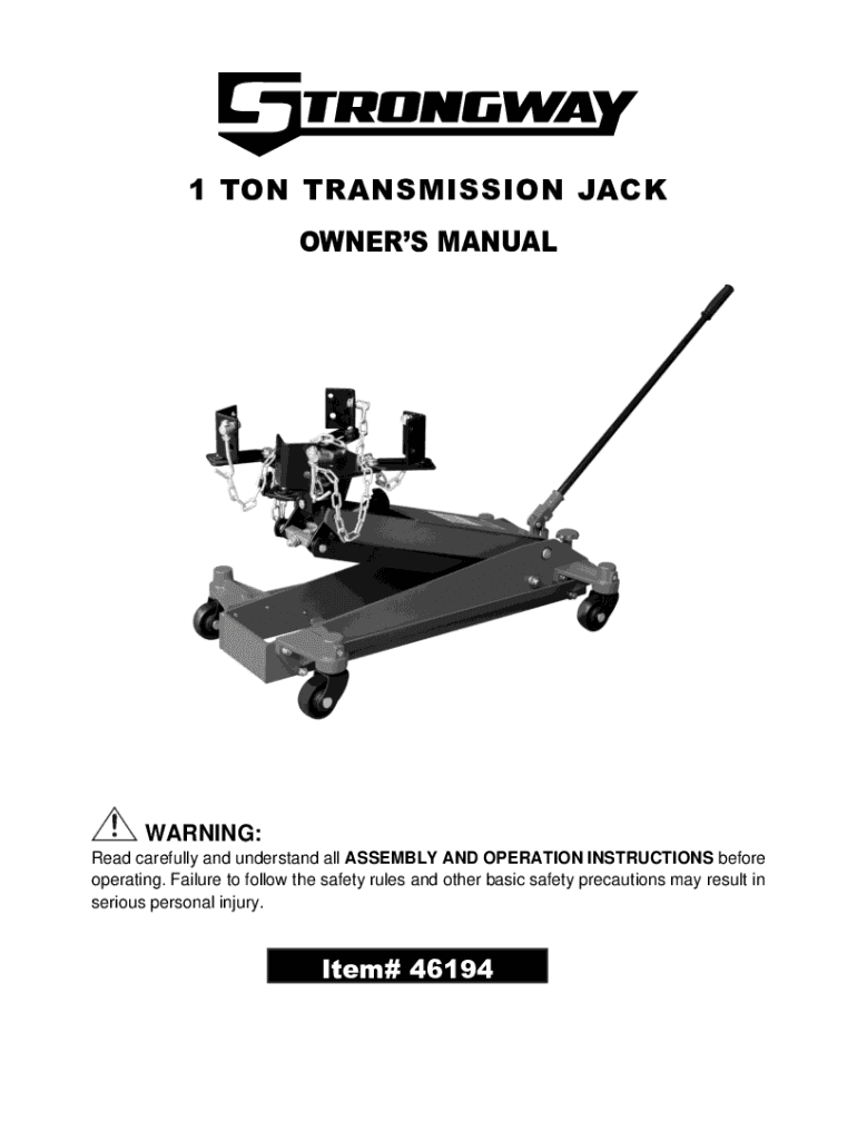 Fillable Online Westward Air/Manual Telescoping Transmission Jack Fax Email Print pdfFiller