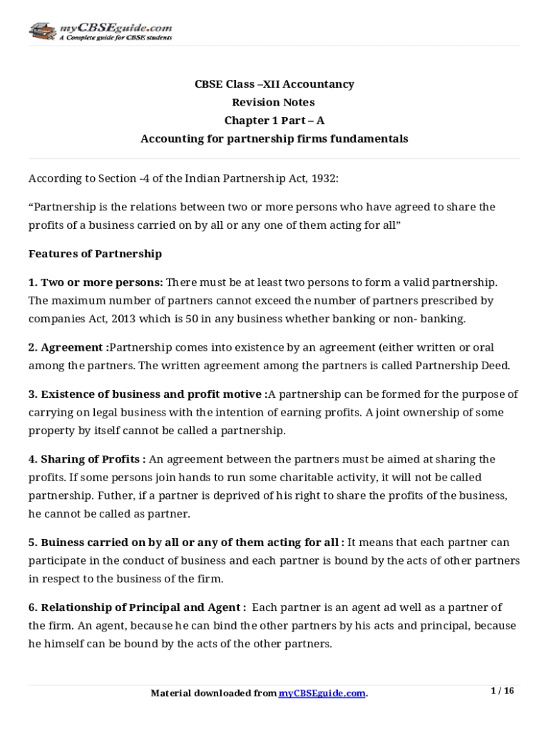 Fillable Online Accounting for partnership firms fundamentals class 12