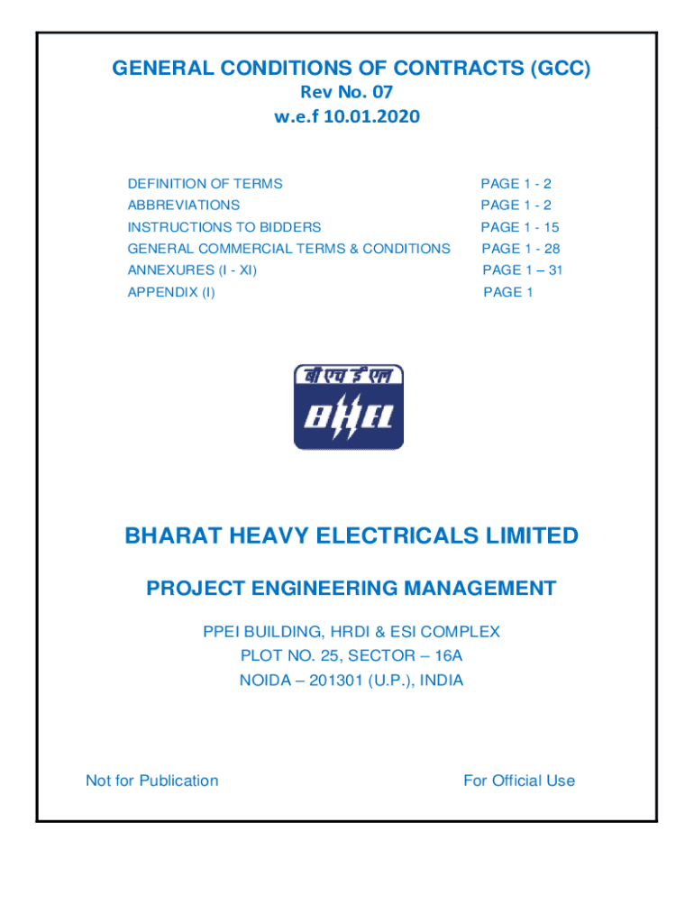 Fillable Online Standard General Conditions Of Contract Indian