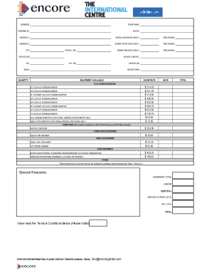 Encore Canada Equipment Rental Form