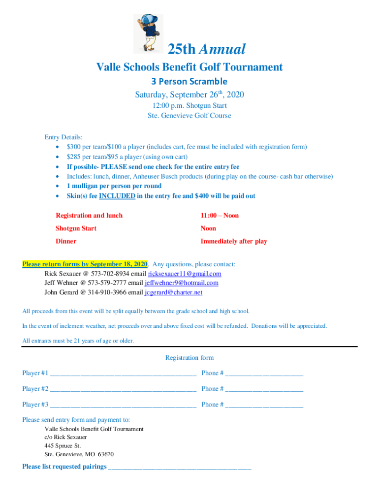 Fillable Online 25th Annual Ste. Genevieve Golf Club Fax Email Print