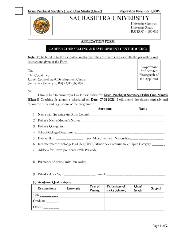 Fillable Online APPLICATION FORM TALATI CUM MANTRI Fax Email Print