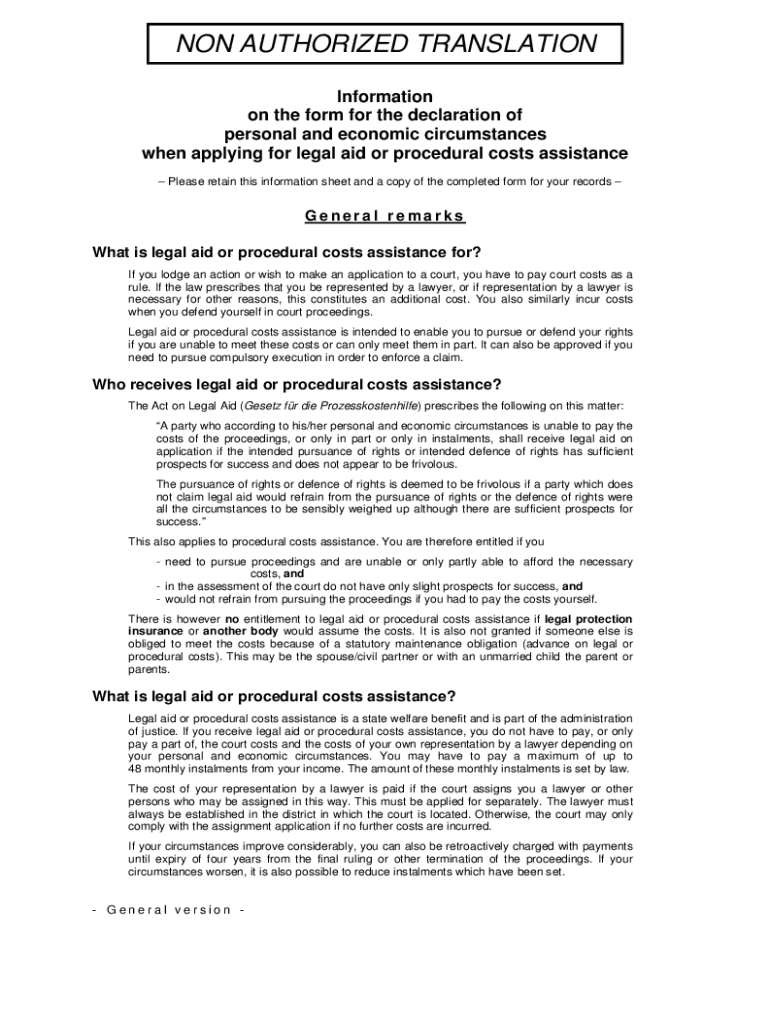 Fillable Online Instructions for legal aid application form (English