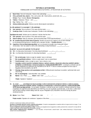 Attestation of Activities Form