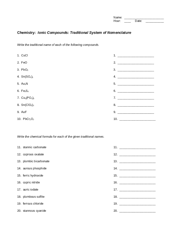 Naming Ionic Compounds fair Doc Template pdfFiller