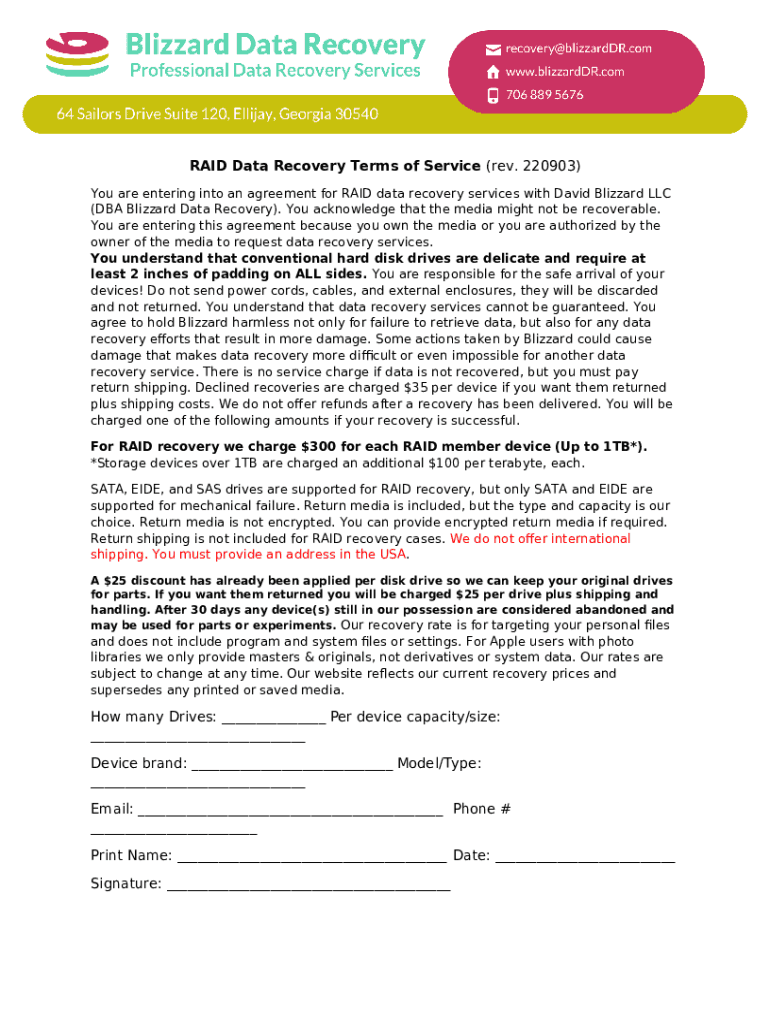 USB Flash Drive Data Recovery Terms of Service (rev. 220903) Doc ...
