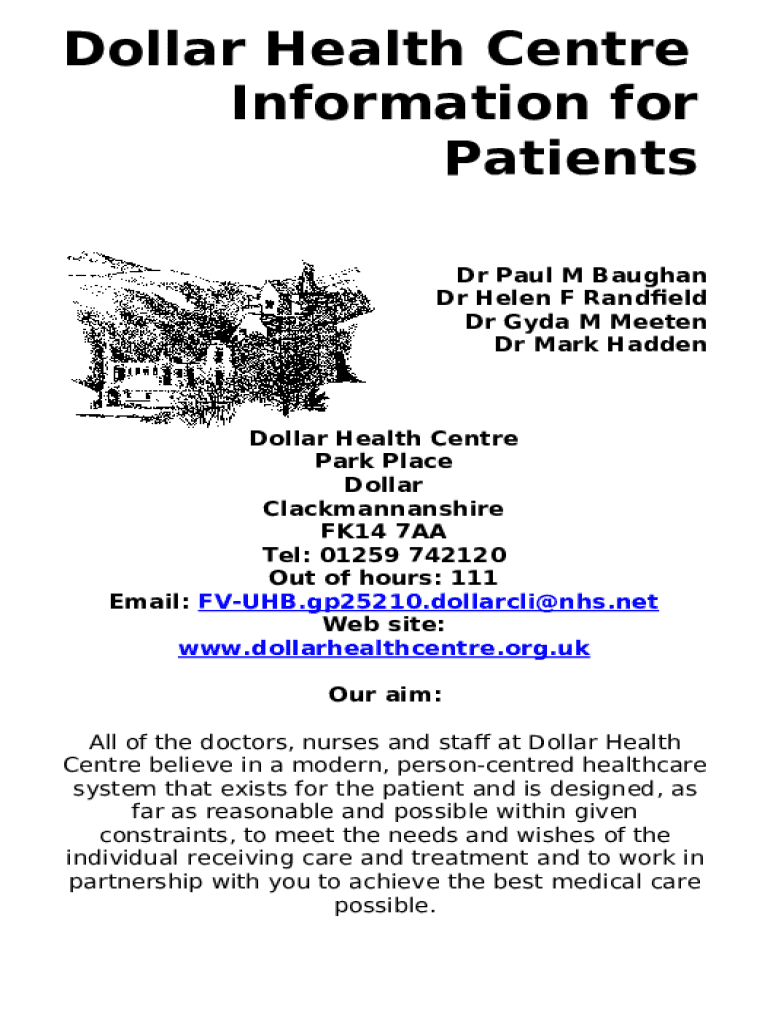 Health Centre Opening Times My Surgery site Doc Template pdfFiller