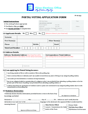 Fillable Online Approved POSTAL VOTING APPLICATION FORM (1) Fax Email ...