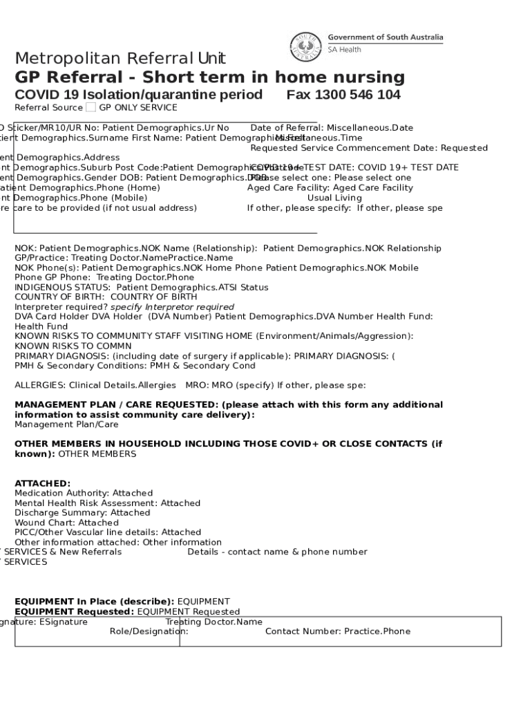 REFERRAL REQUEST NHS Data Model and Dictionary Doc Template pdfFiller