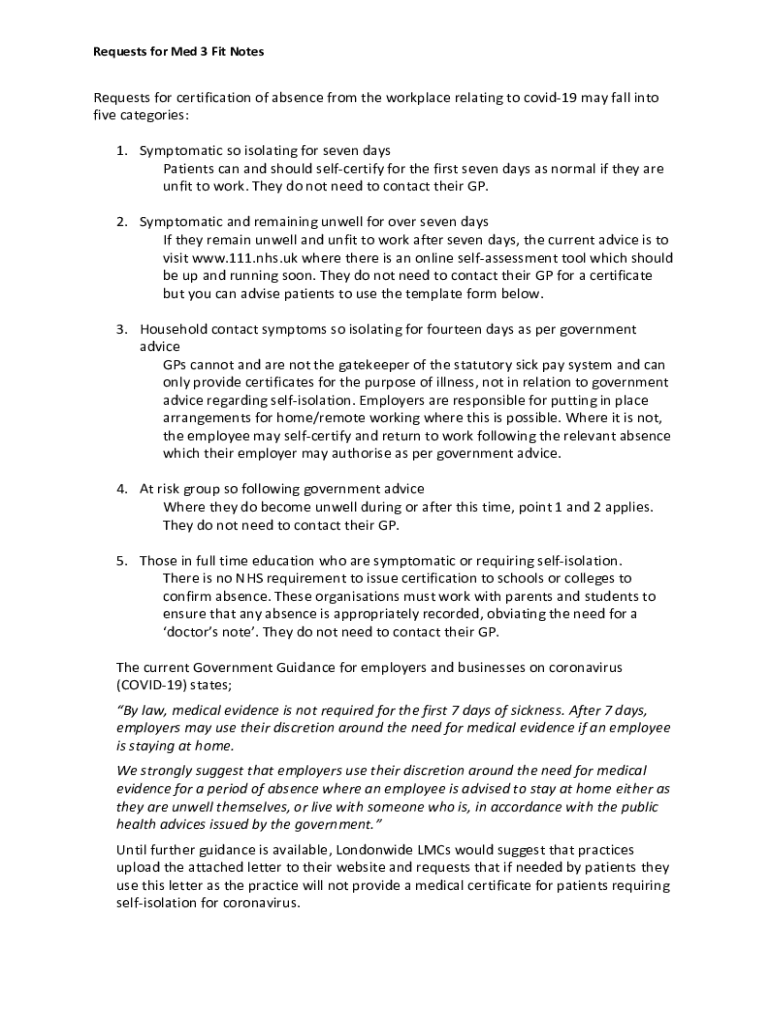 Fillable Online Sick certificates/Fit notes Fax Email Print pdfFiller