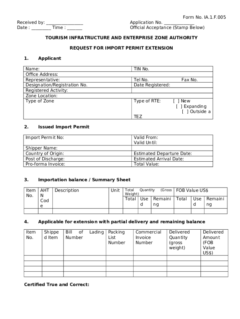 import-permit-extension-application-doc-tieza-gov-doc-template-pdffiller