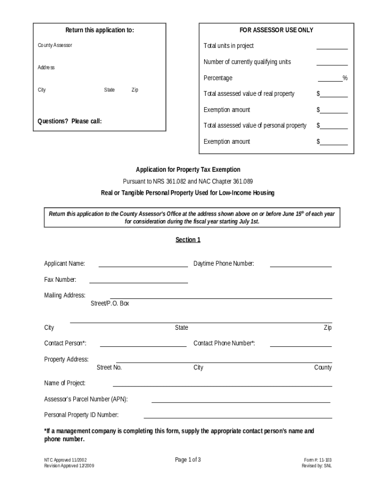 12 EXEMPTION Low housing Application Revised 1211 Doc