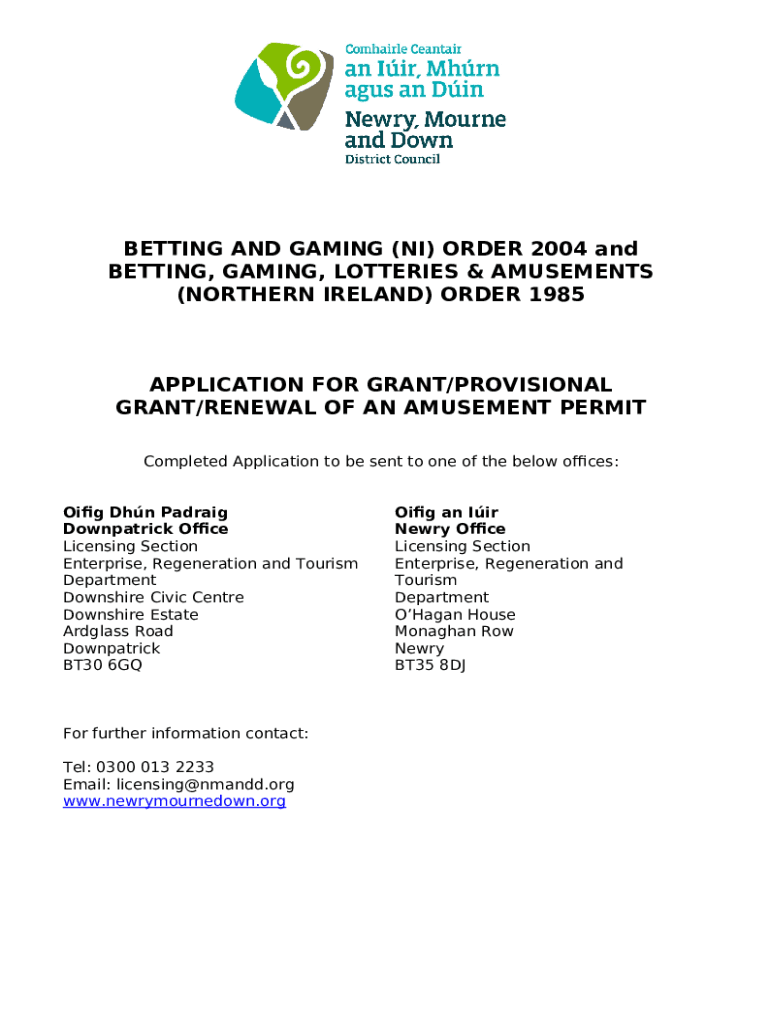 Amusement Licence Application Derry City Council Doc Template pdfFiller