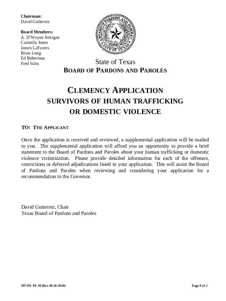 clemency application Texas Department of Criminal Justice Doc
