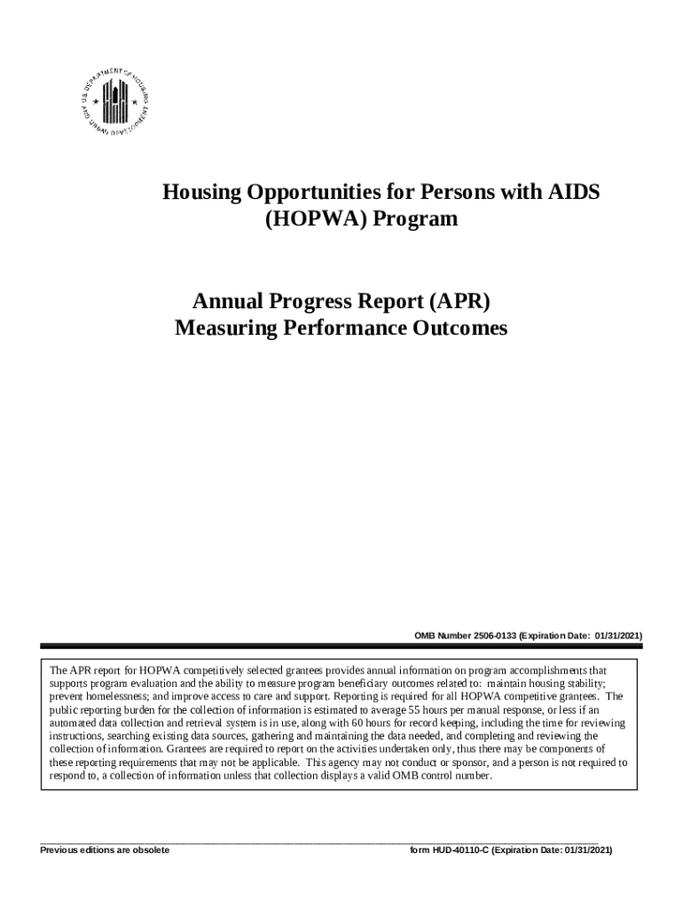 HOPWA Housing Opportunities for Persons With AIDS Doc Template pdfFiller