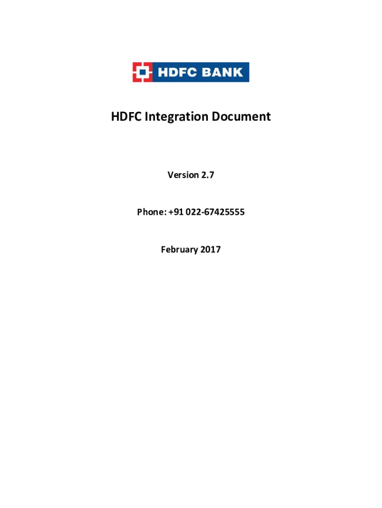 Fillable Online HDFC Integration Document - StudyRocks Fax Email Print ...