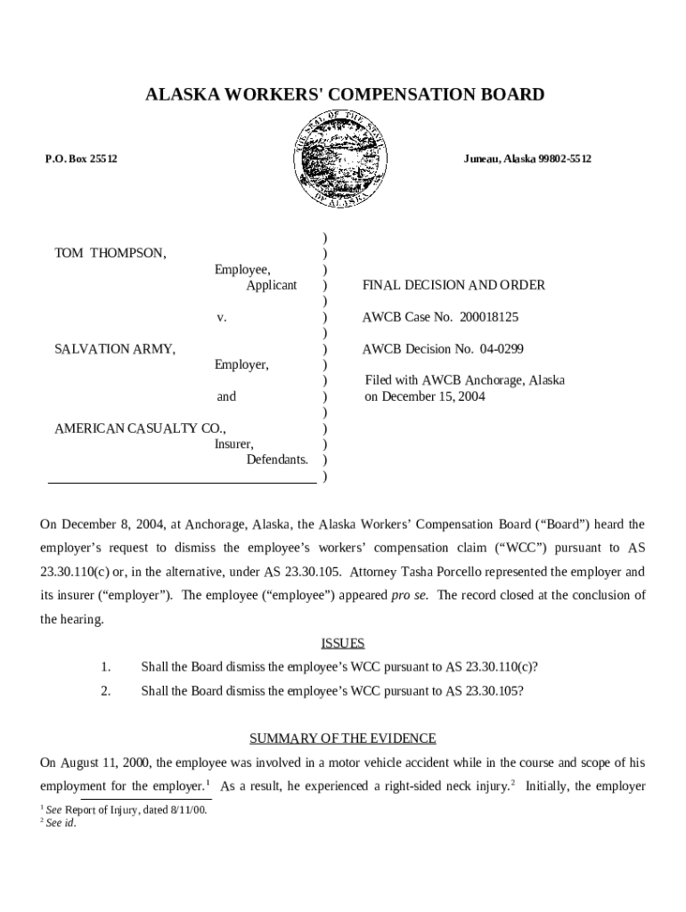 Alaska Workers' Compensation s and Claims Resources appeals dol