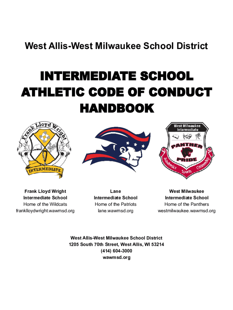 Fillable Online INTERMEDIATE SCHOOL ATHLETIC CODE OF CONDUCT Fax