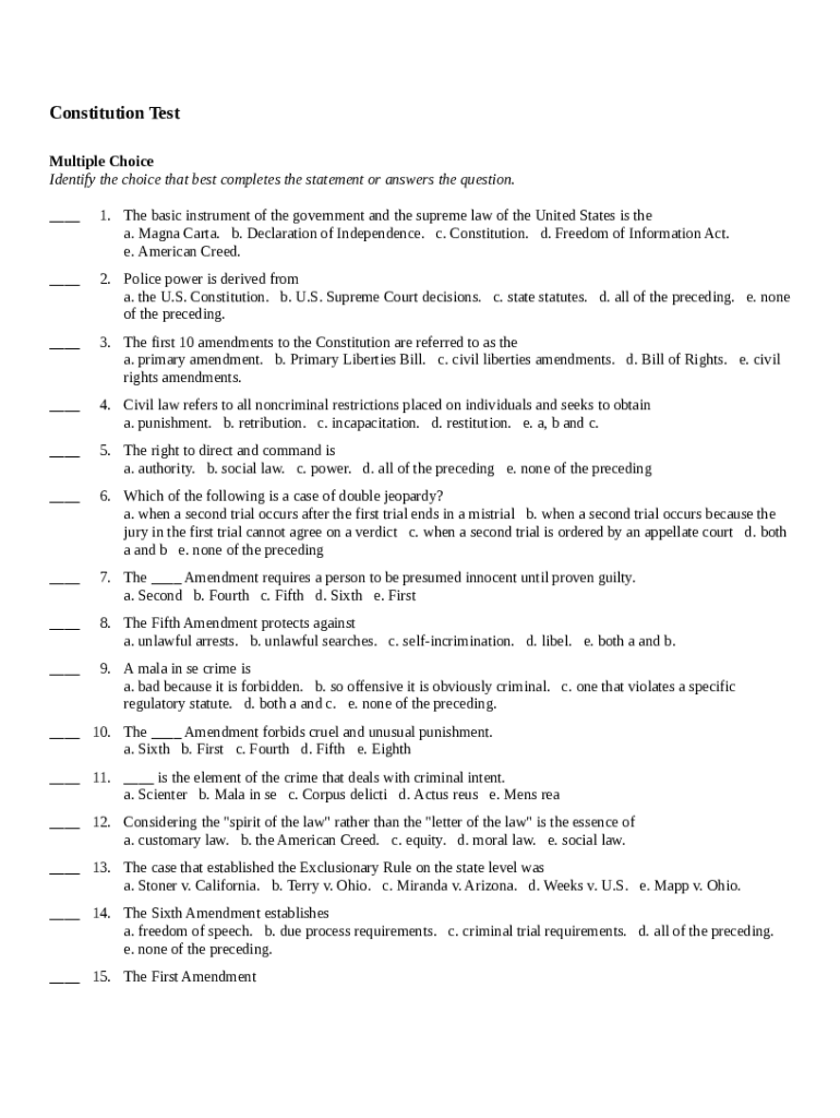 Preamble MCQ Free PDF Objective Question Answer for Doc Template