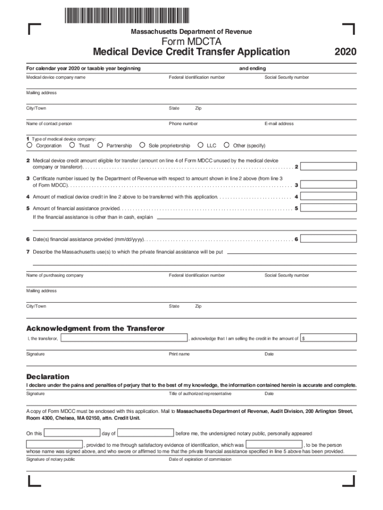 Fillable Online Form MDCTA Medical Device Credit Transfer Application