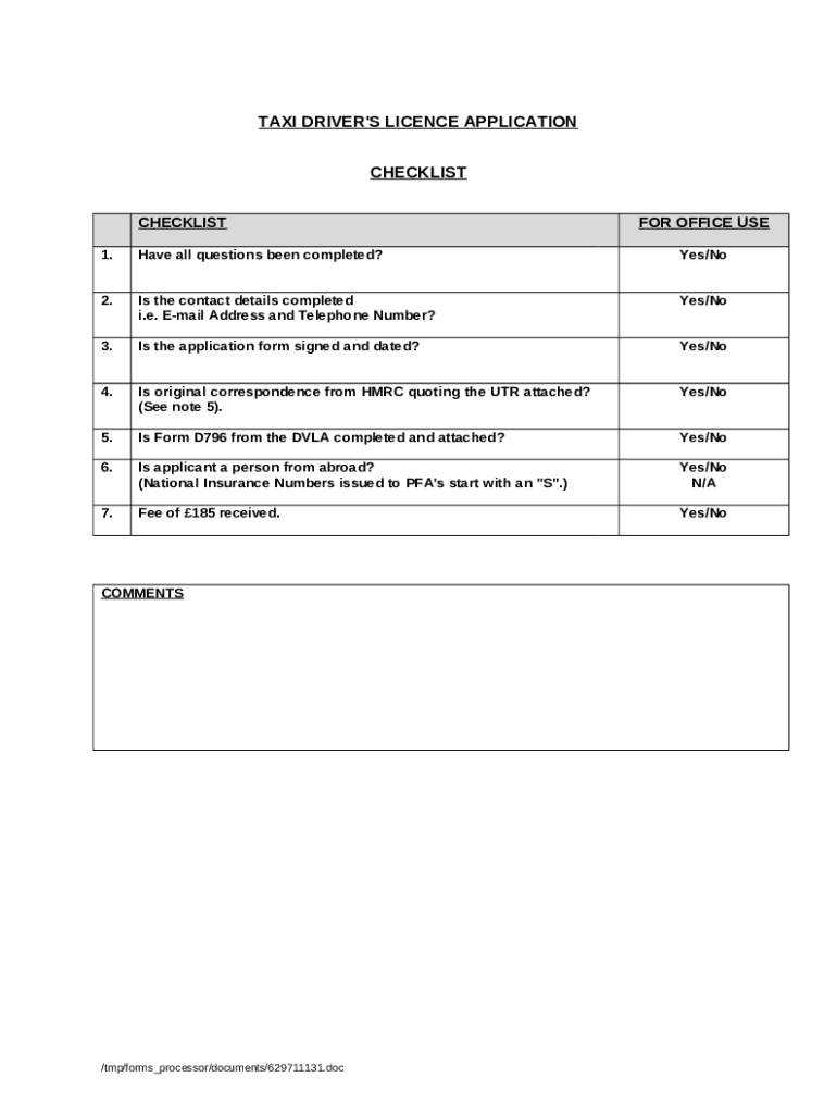 Download Private Hire Car Driver Licence Application Doc Template