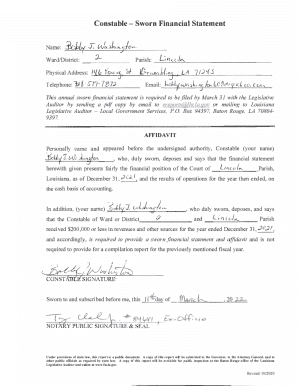 Constable- Sworn Financial Statement - Legislative Auditor