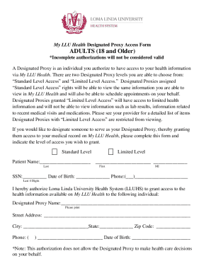 authorization for proxy access to lcoh mychart
