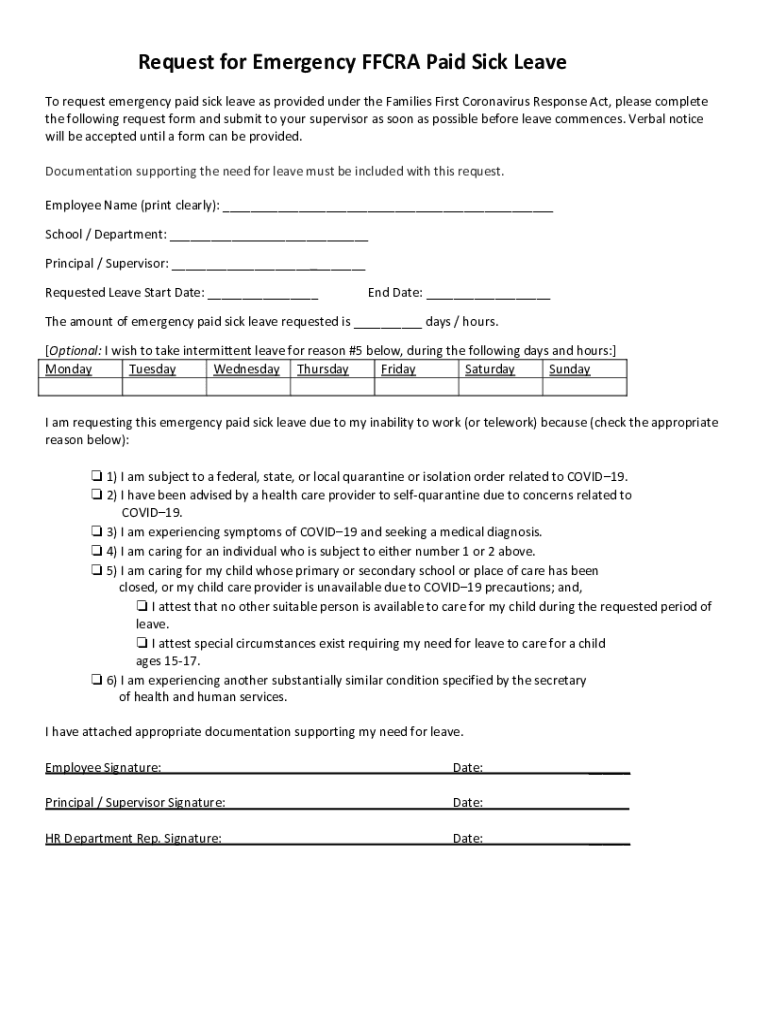 Fillable Online amherst k12 va Below is a sample Emergency Paid Sick