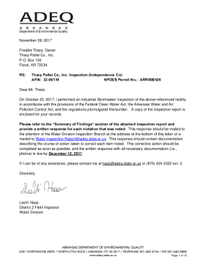 November 2 Freddie Tha Tharp Pallet P.O. Box 10 Floral, AR ...