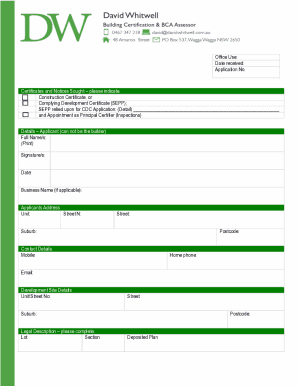 Application for complying Development Certificate