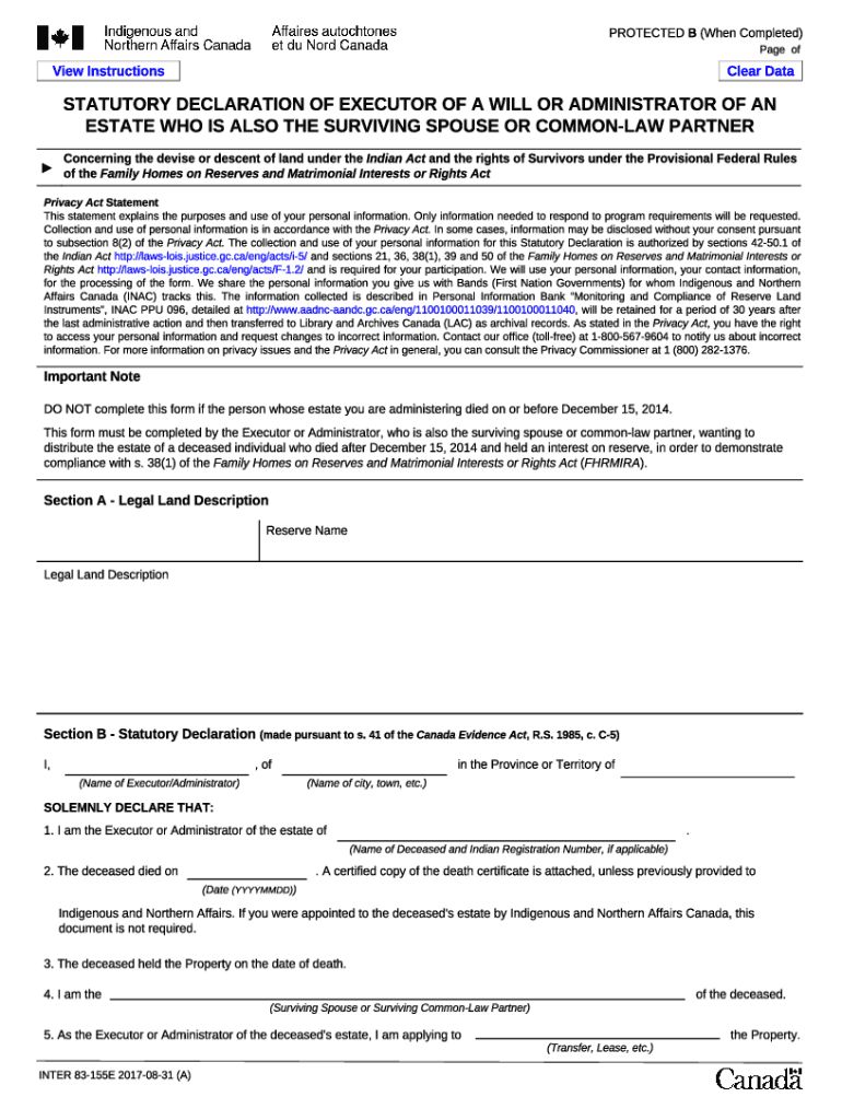 Fillable Online Statutory Declaration of Executor of a Will or
