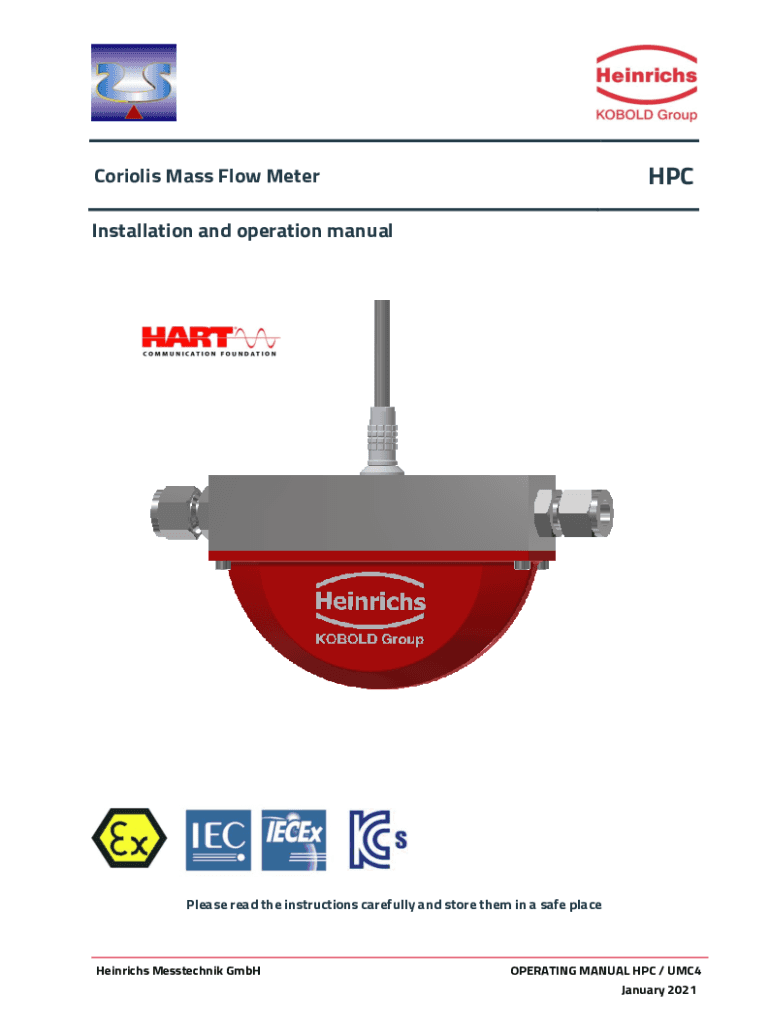Fillable Online Coriolis Mass Flow Meter Installation and operation
