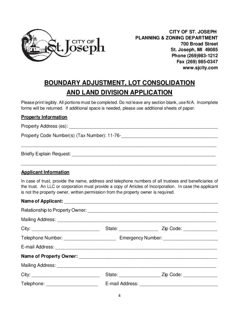 Fillable Online Zoning Ordinance and Map City of St. Joseph, Michigan Fax Email Print pdfFiller