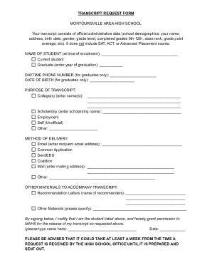 Fillable Online transcript-request-form.pdf Fax Email Print - pdfFiller
