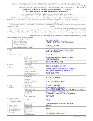 Fillable Online SAMPLE FORM OF DECLARATION OF BIRTH UNDER ... Fax Email ...