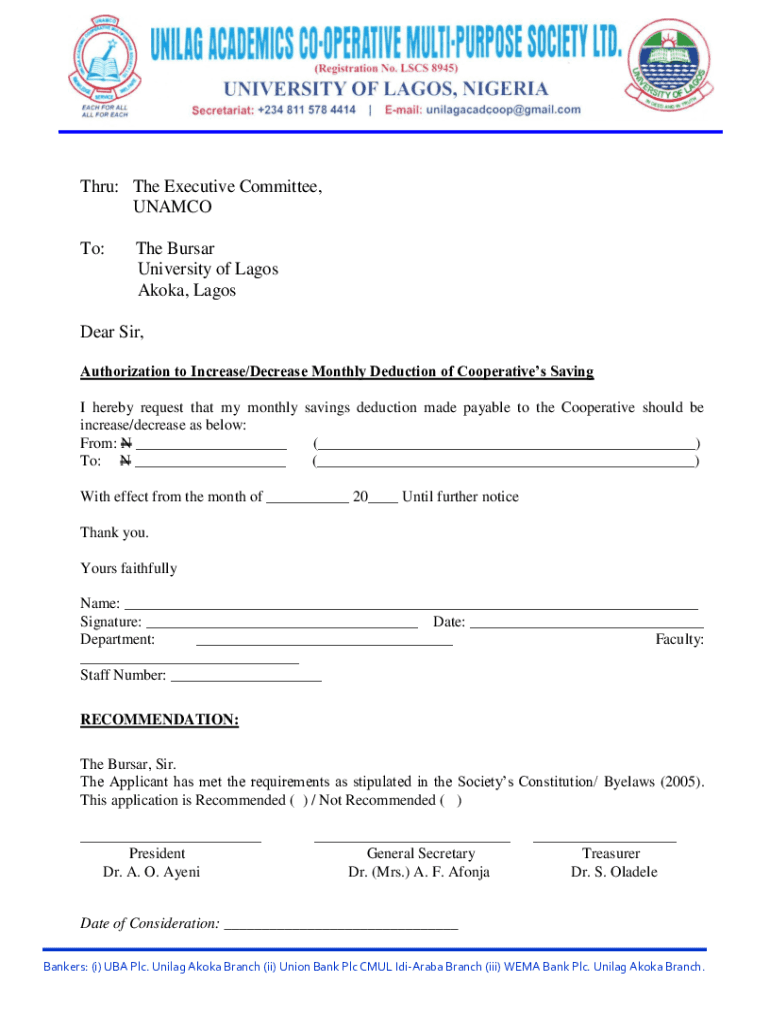 Fillable Online unamco special loan form Fax Email Print pdfFiller