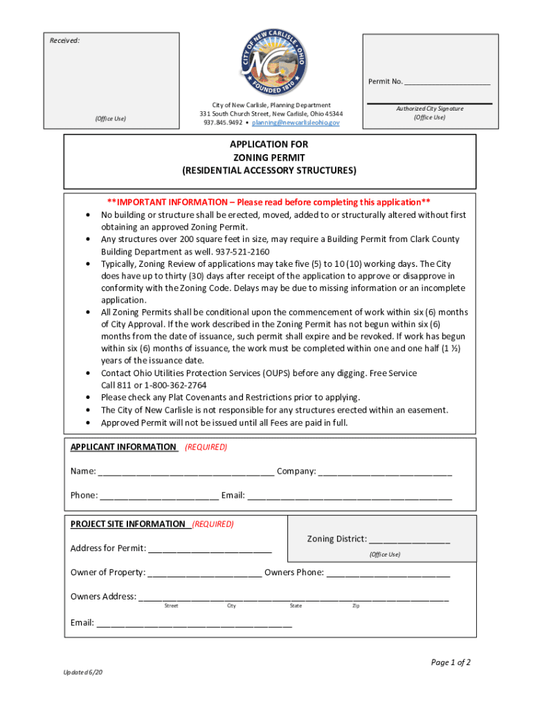 Fillable Online Zoning Application Accessory Structure.docx Fax Email