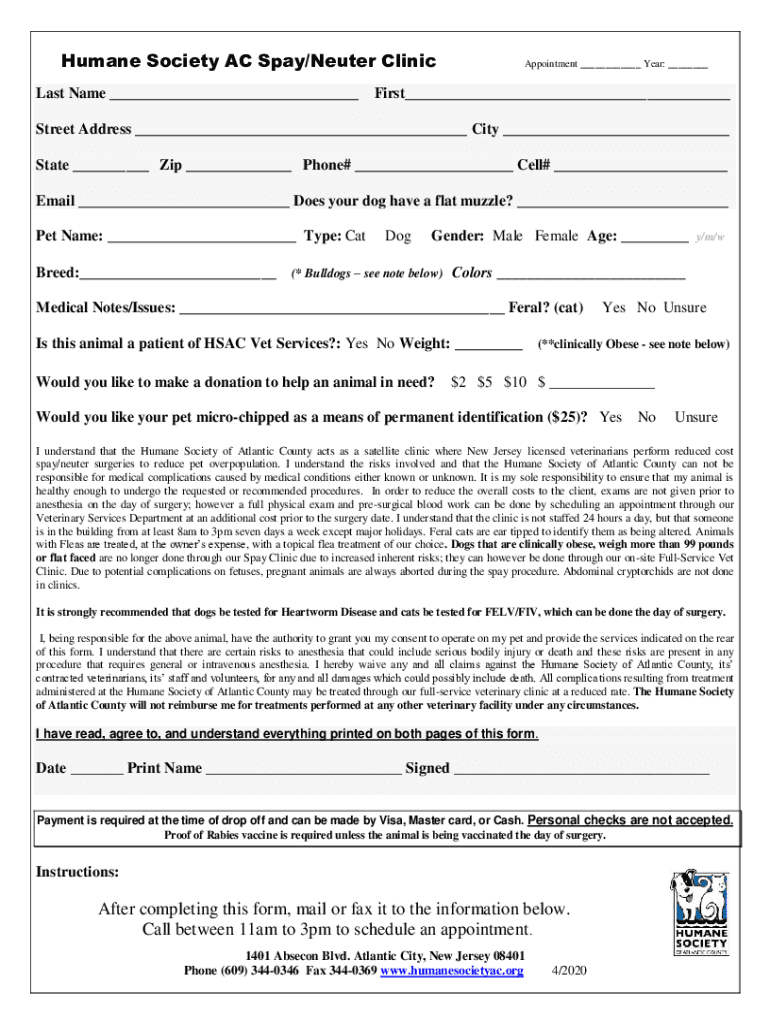 Fillable Online Cat Adoption Application Date of Application (MM/DD