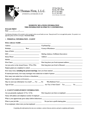 Domestic Relations Information Form