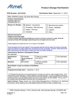 Product Change Notification