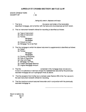 Affidavit Under Section 255 Tax Law