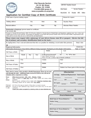 Application for Certified Copy of Birth Certificate