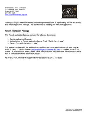 South Carolina Rental Application