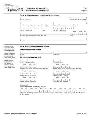 Calendrier de paie 2015