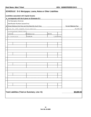 Schedule D-3 Mortgage Liabilities Form