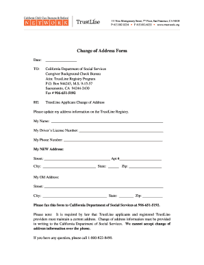 TrustLine Applicant Change of Address Form