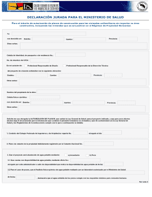 DECLARACIÓN JURADA PARA EL MINISTERIO DE SALUD