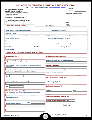 California Teacher Credential Application